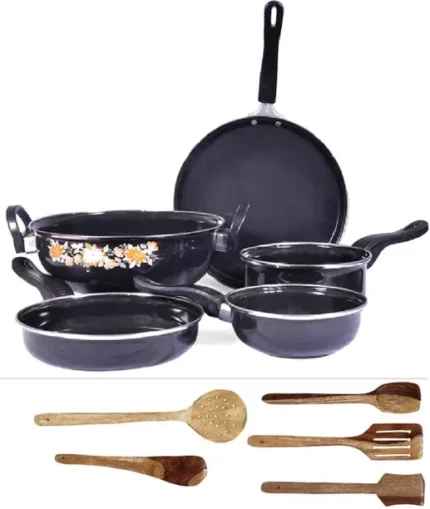 MY STORE Royal Safe - Nonstick Cookware Set Induction Bottom Non-Stick Coated Cookware Set  (Cast Iron, 10 - Piece)