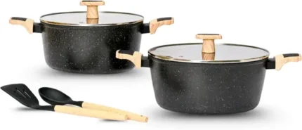 Kréme Ceracook Granite Ceramic Casserole Cookware Set of 2pcs Induction Bottom Non-Stick Coated Cookware Set  (Aluminium, Ceramic, 2 - Piece)