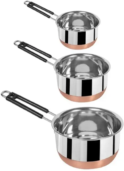 RBGIIT Copper Bottom Kitchen Serving Cooking Bowl biryani, rice Handi/Pot/Patila Cookware Set  (Stainless Steel, 3 - Piece)