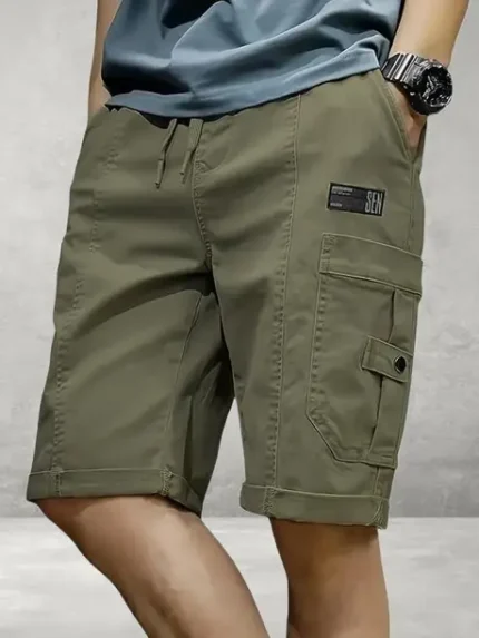 Solid Men Dark Green Cargo Shorts