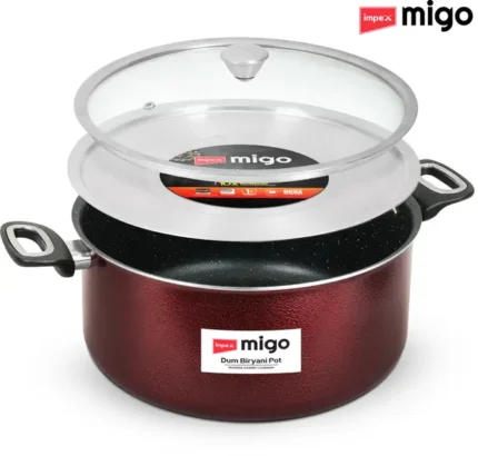 IMPEX Non Stick Dum Biryani Pot 8L Capacity | Sauce Pan 30 cm diameter with Lid 8 L capacity  (Aluminium, Non-stick, Induction Bottom)