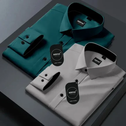 Men Slim Fit Solid Spread Collar Casual Shirt  (Pack of 2)