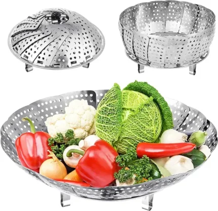 Niralasa Folding Vegetable Steamer Basket, 100% Stainless Steel Steamer Insert for Veggie Stainless Steel Steamer  (1 L)
